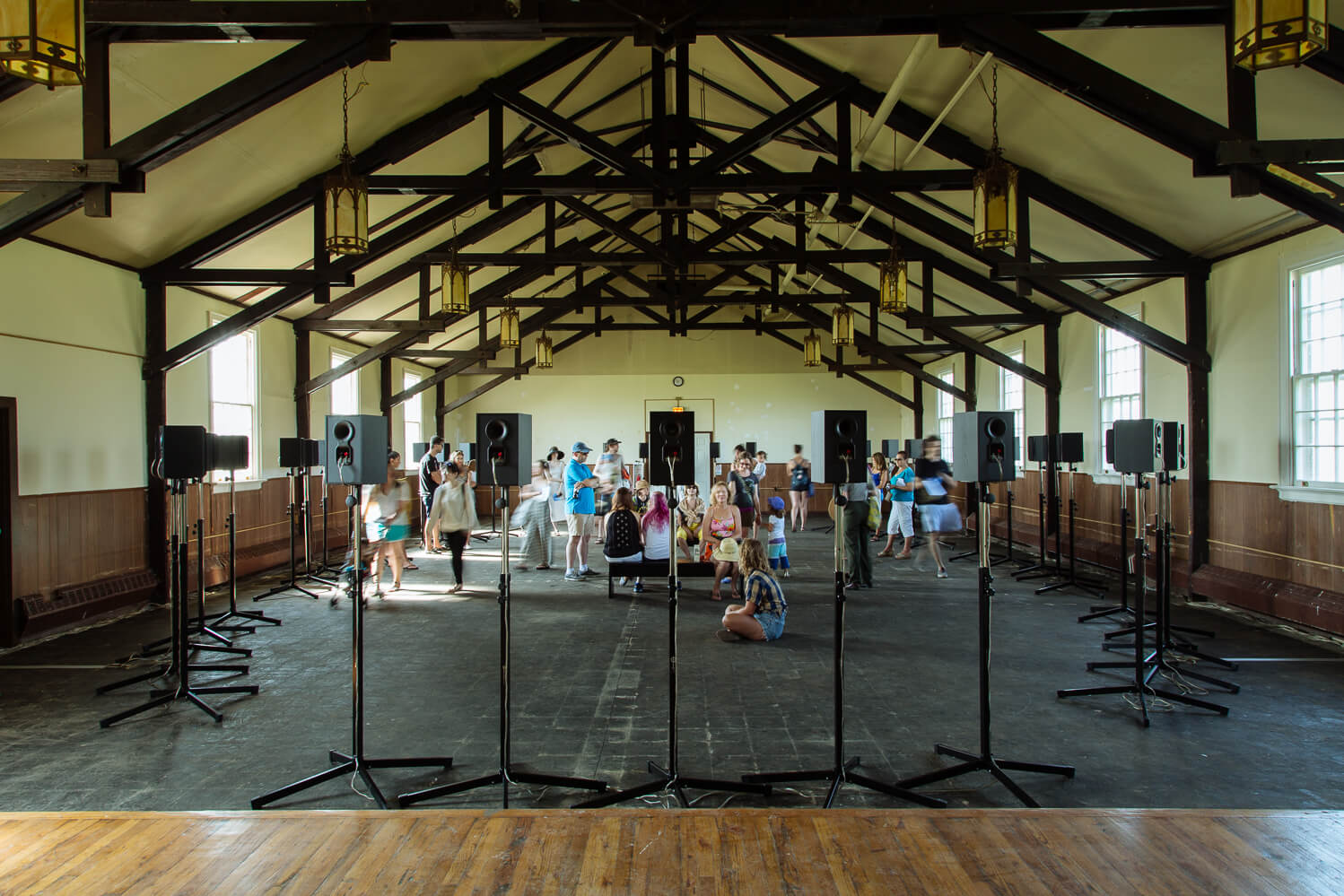Installation view of Janet Cardiff’s <em>The Forty Part Motet</em> as part of <em>Rockaway!</em> on view at Gateway National Recreation Area at Fort Tilden from June 29 to September 1, 2014. Courtesy of MoMA PS1 © 2014. Photo: Pablo Enriquez.